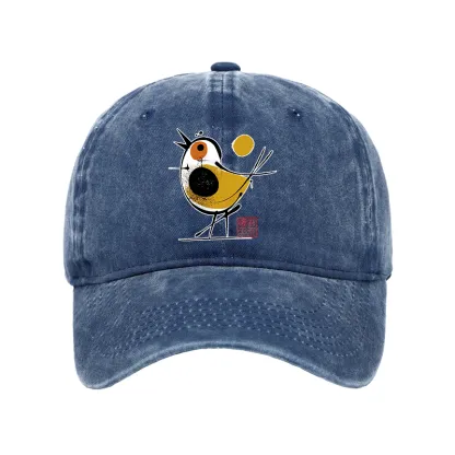 Tokyo-Tiger Aesthetic Yellow And Black Bird Washed Cap