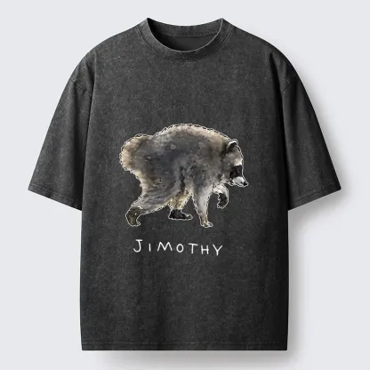 Tokyo-Tiger Jimothy Raccoon Art Washed T-Shirt