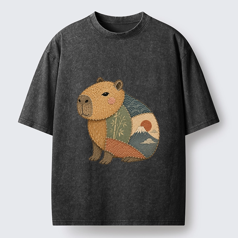 Tokyo-Tiger Patchwork Capybara Washed T-Shirt