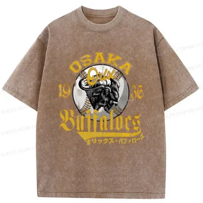 Tokyo-Tiger Japanese Baseball Bison Washed T-Shirt