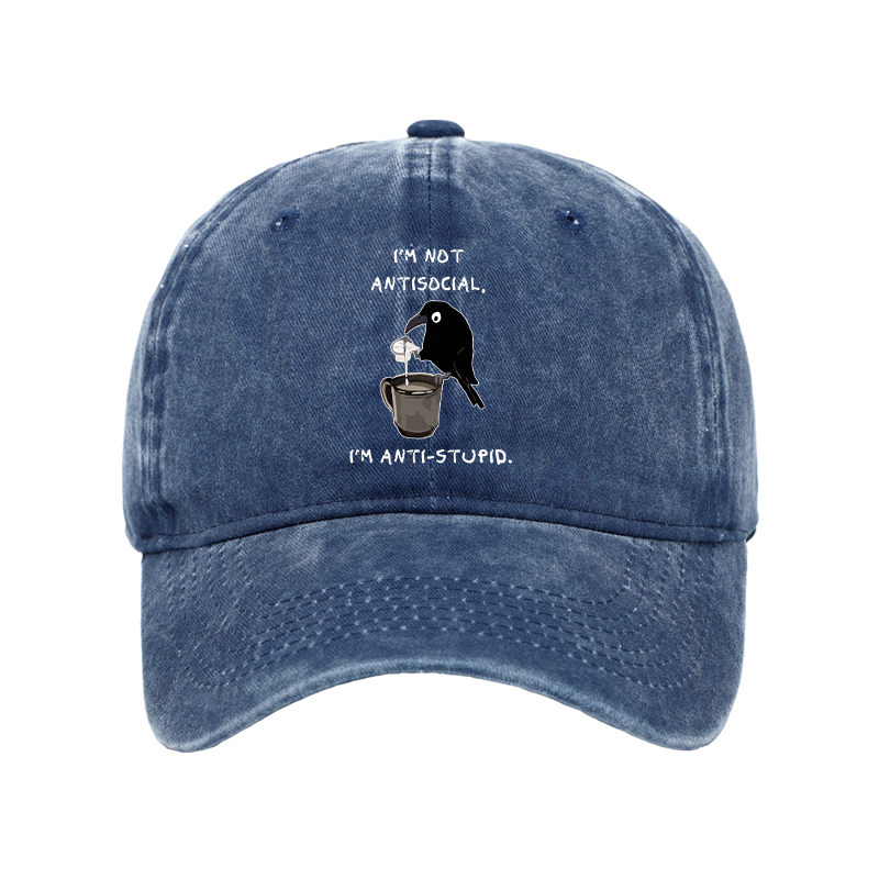 Tokyo-Tiger Cool Crow Sips Calm Coffee Alone Washed Cap