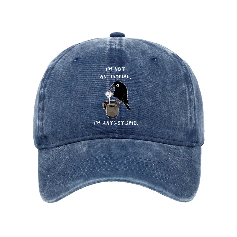 Tokyo-Tiger Cool Crow Sips Calm Coffee Alone Washed Cap