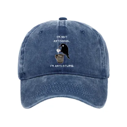 Tokyo-Tiger Cool Crow Sips Calm Coffee Alone Washed Cap