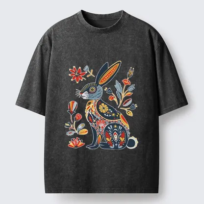 Tokyo-Tiger Folk Hare Bloom Washed T-Shirt
