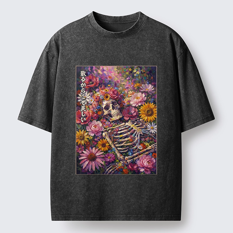 Tokyo-Tiger Bloom And Bones Washed T-Shirt