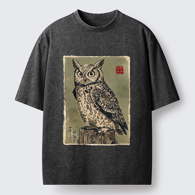 Tokyo-Tiger Wise Forest Owl Washed T-Shirt