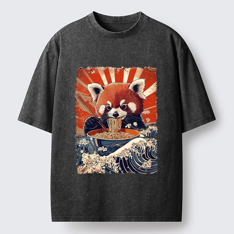 Tokyo-Tiger Red Panda Noodle Fun Washed T-Shirt