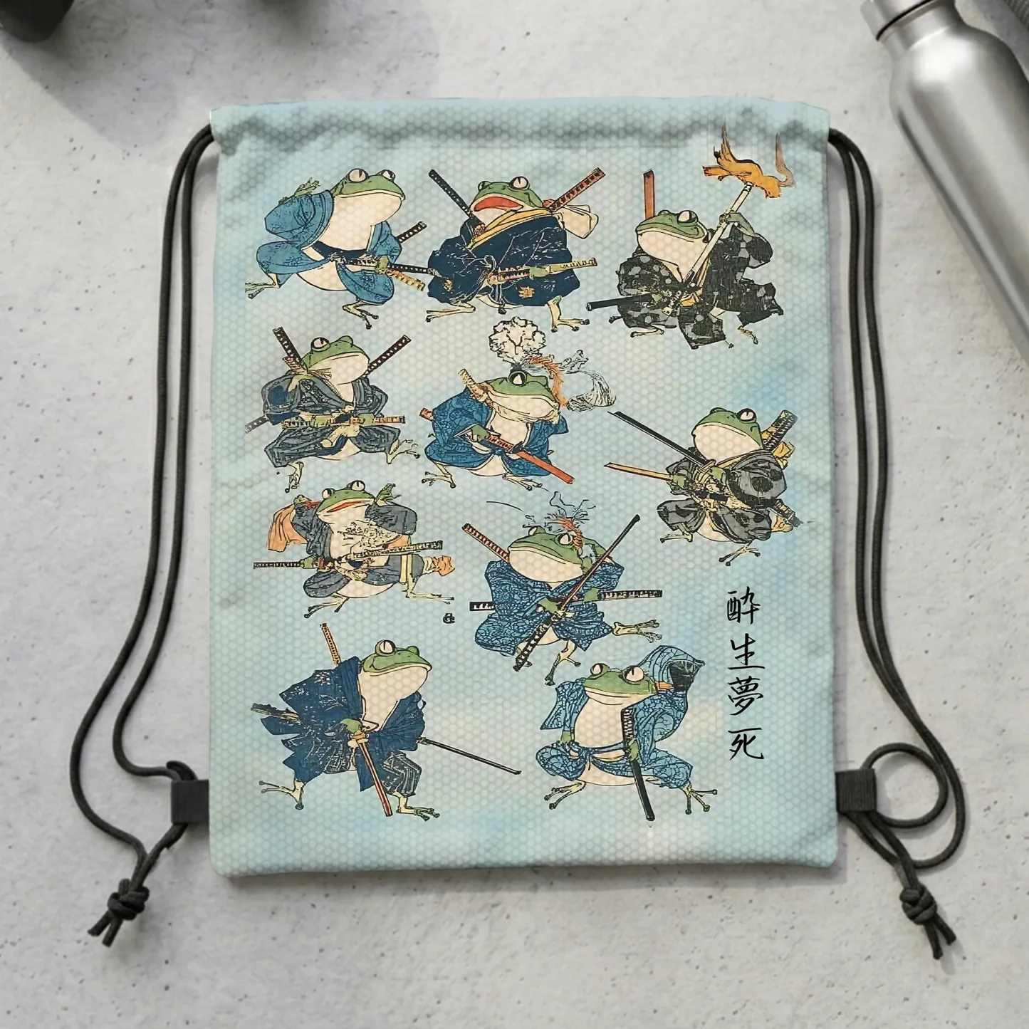 Tokyo-Tiger Frog Samurai Drawstring Backpack Sale