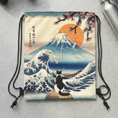 Tokyo-Tiger Cat Looking At The Great Wave Backpack