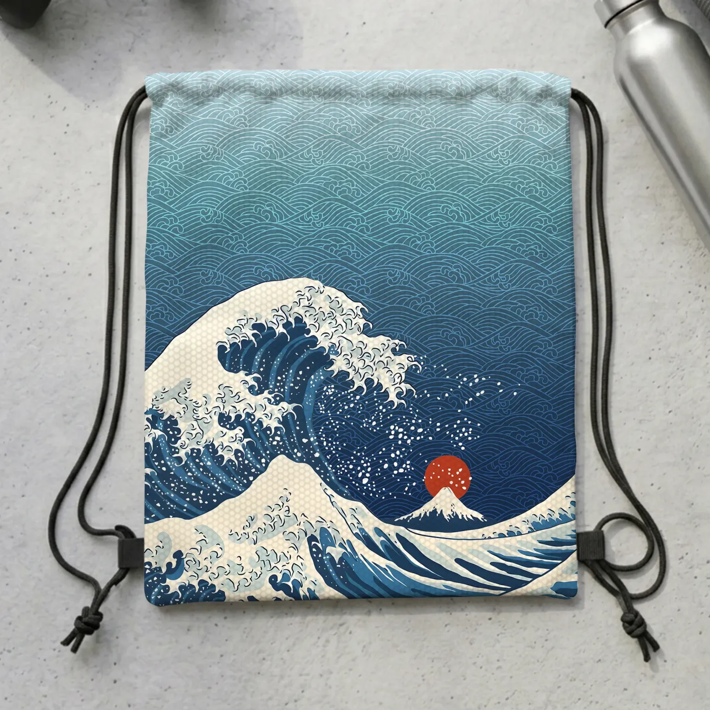 Tokyo-Tiger The Great Wave Off Fuji Drawstring Backpack