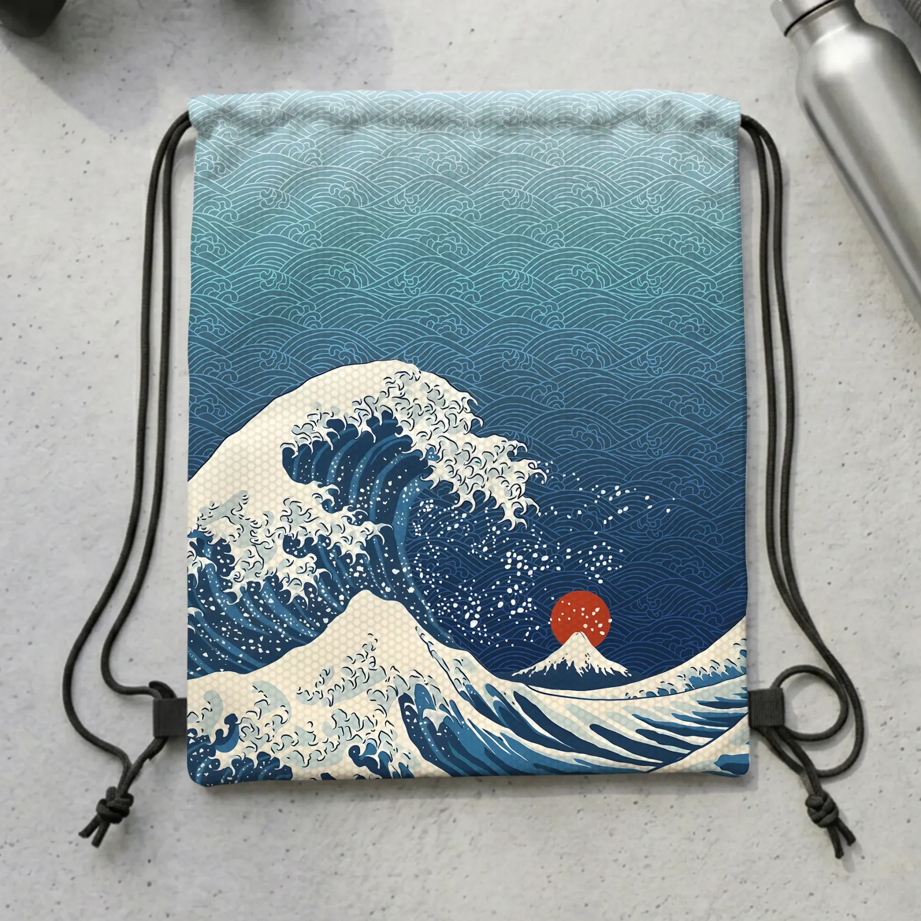 Tokyo-Tiger The Great Wave Off Fuji Drawstring Backpack