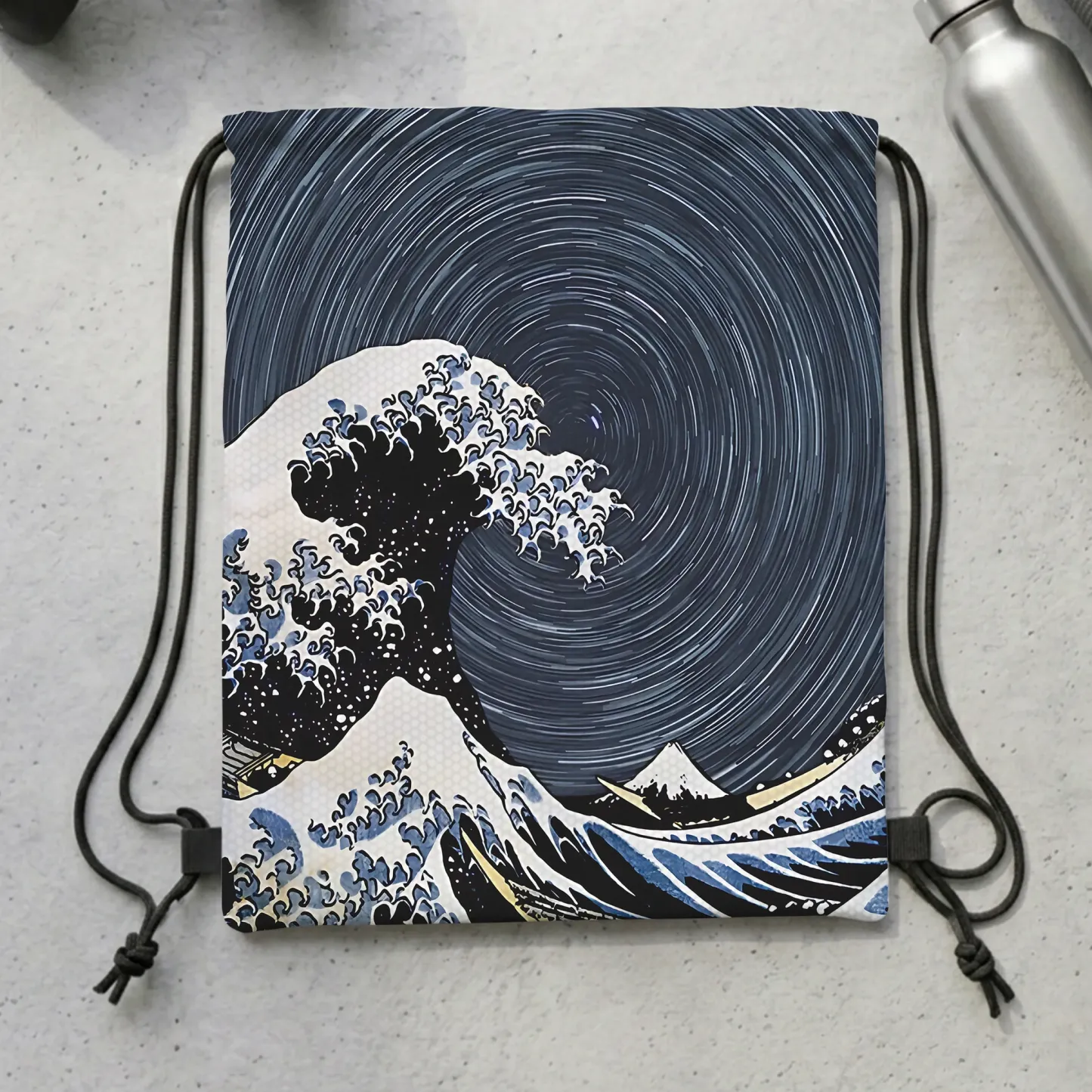 Tokyo-Tiger Great Wave Drawstring Backpack