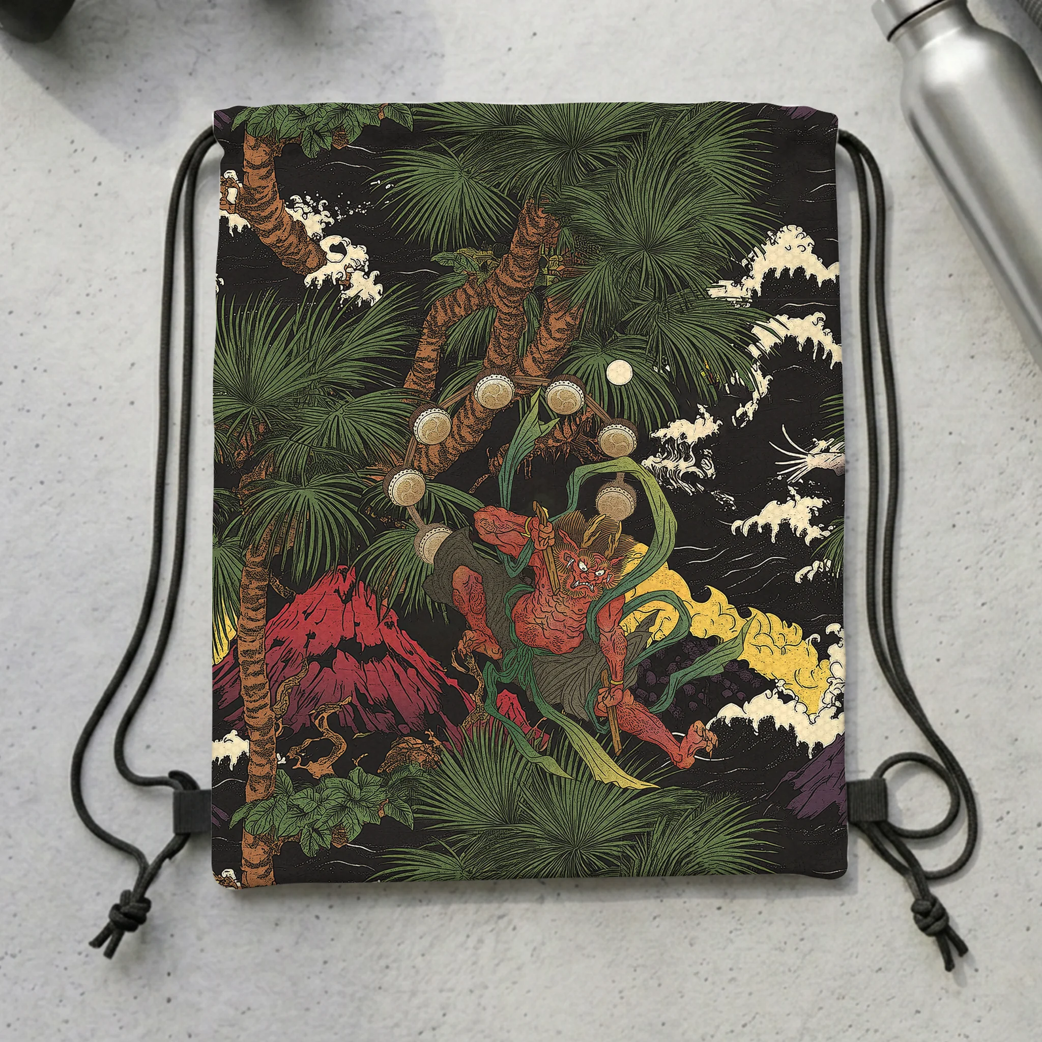 Tokyo-Tiger Japanese Yokai Drawstring Backpack