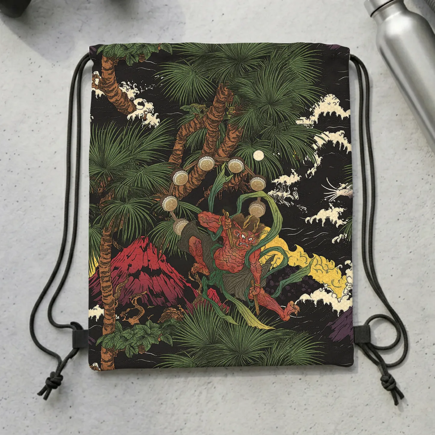 Tokyo-Tiger Japanese Yokai Drawstring Backpack