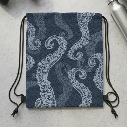 Tokyo-Tiger Octopus Tentacles Japanese Drawstring Backpack