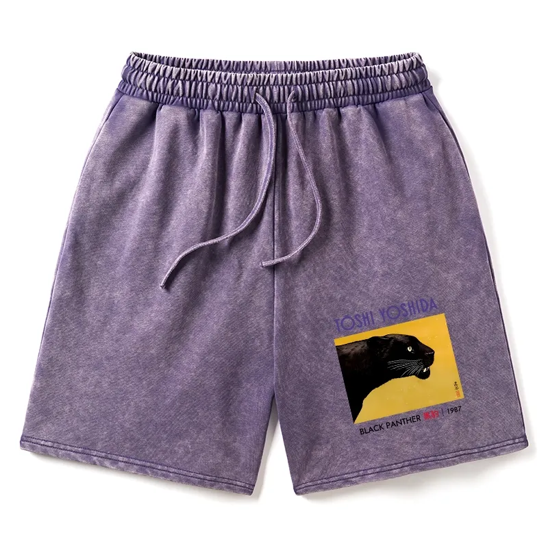 Tokyo-Tiger Black Panther Washed Shorts