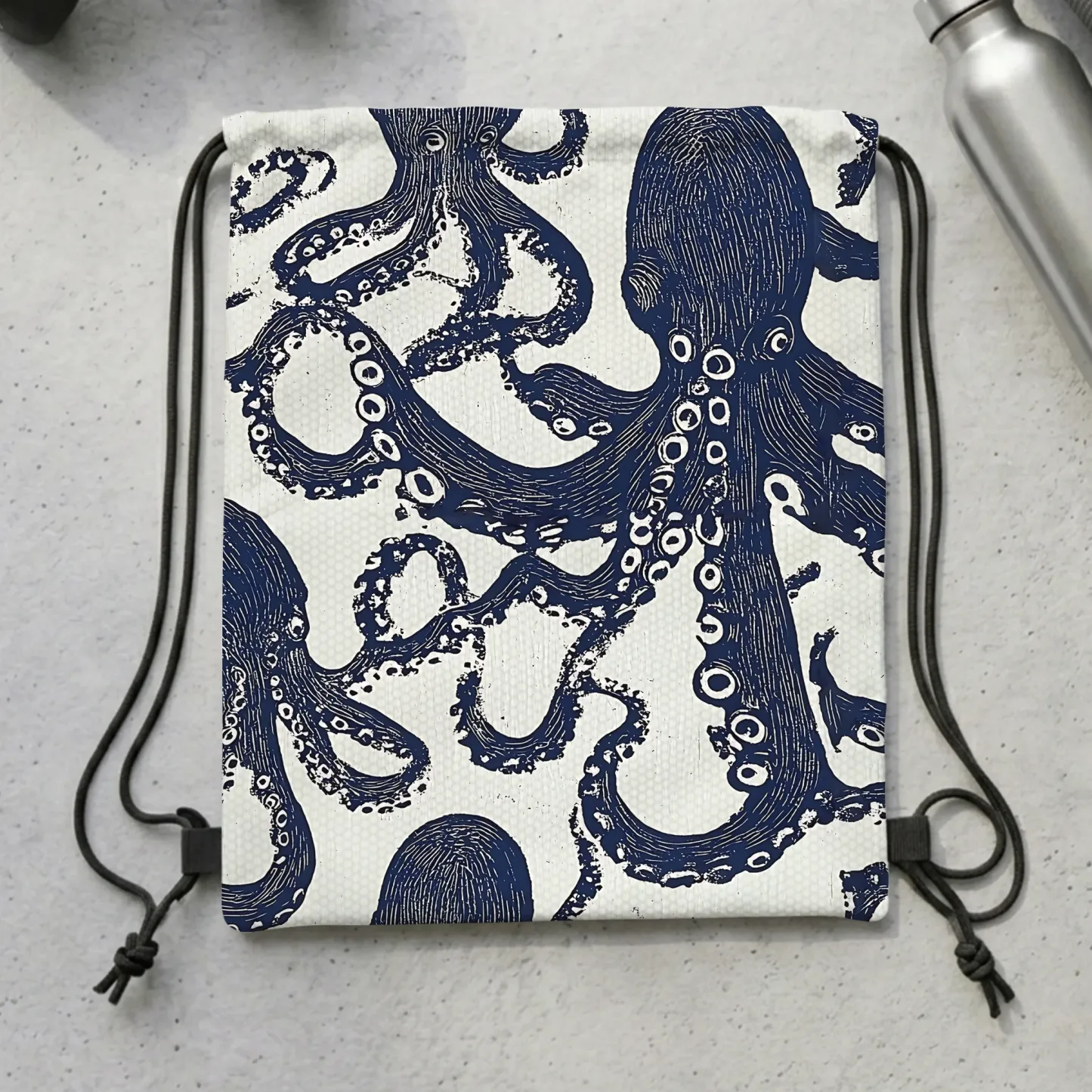 Tokyo-Tiger Ocean Octopus Drawstring Backpack