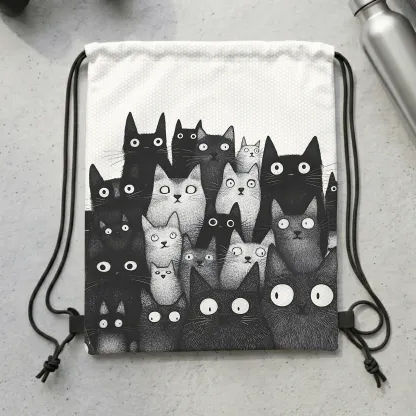 Tokyo-Tiger The Judgmental Stare Of Cats Drawstring Backpack