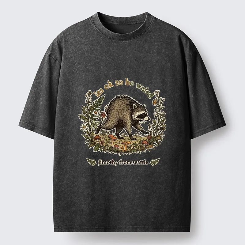 Tokyo-Tiger Funny Jimothy Raccoon Washed T-Shirt
