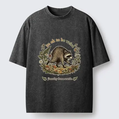 Tokyo-Tiger Funny Jimothy Raccoon Washed T-Shirt