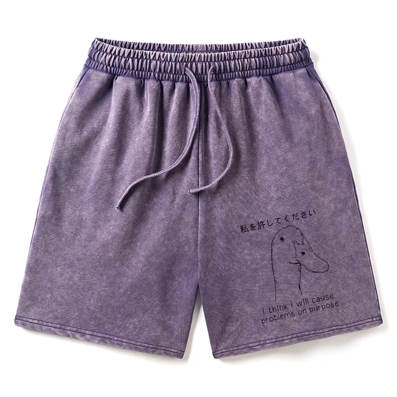 Tokyo-Tiger Stupid Goose Funny Washed Shorts