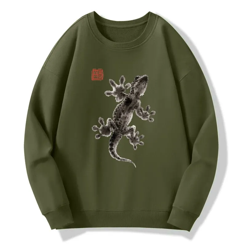 Tokyo-Tiger Minimal Asian Ink Brush Gecko Vibe Classic Sweatshirt