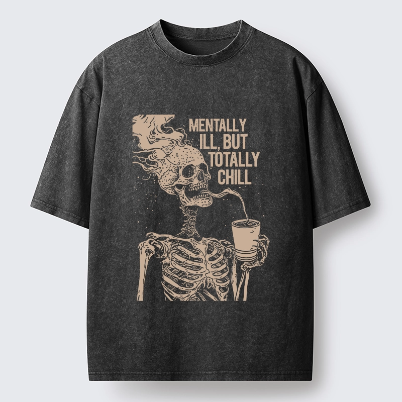 Tokyo‑Tiger Funny Skeleton Chill Washed T‑Shirt