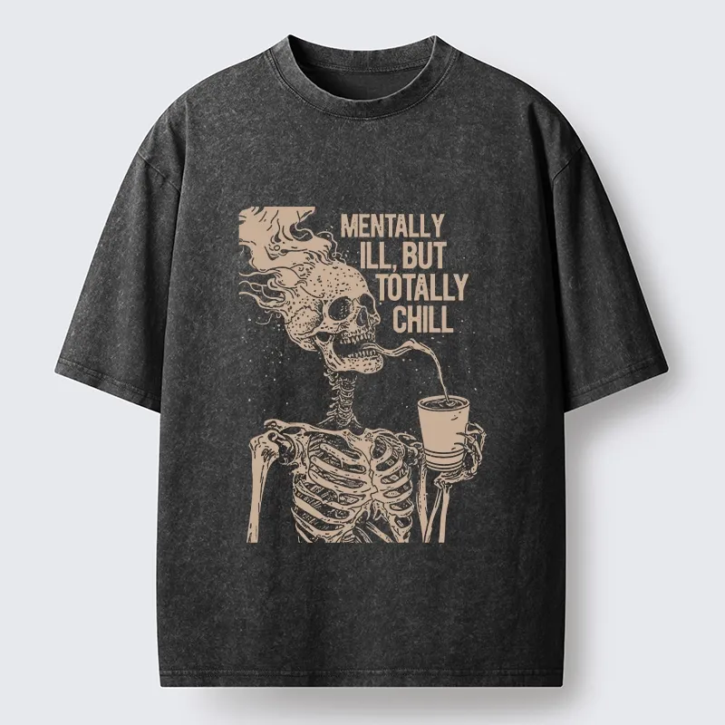 Tokyo‑Tiger Funny Skeleton Chill Washed T‑Shirt