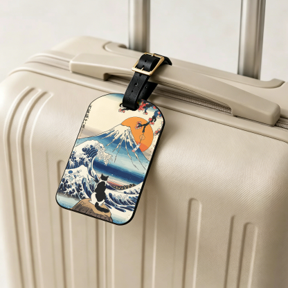 Tokyo-Tiger Cat Looking At The Great Wave Luggage Tag