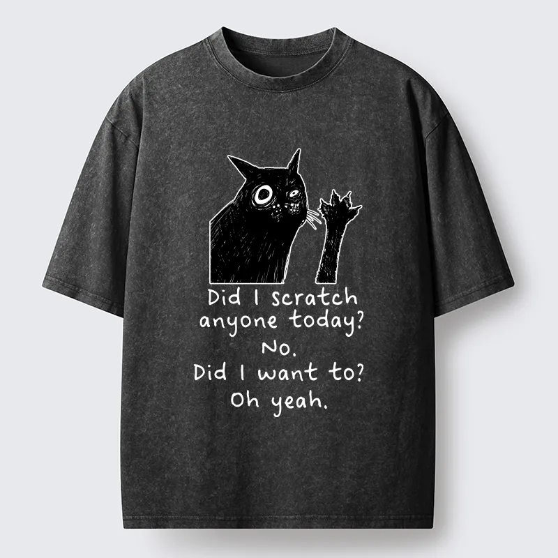 Tokyo‑Tiger Black Cat Scratches People Washed T-Shirt