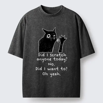 Tokyo‑Tiger Black Cat Scratches People Washed T-Shirt