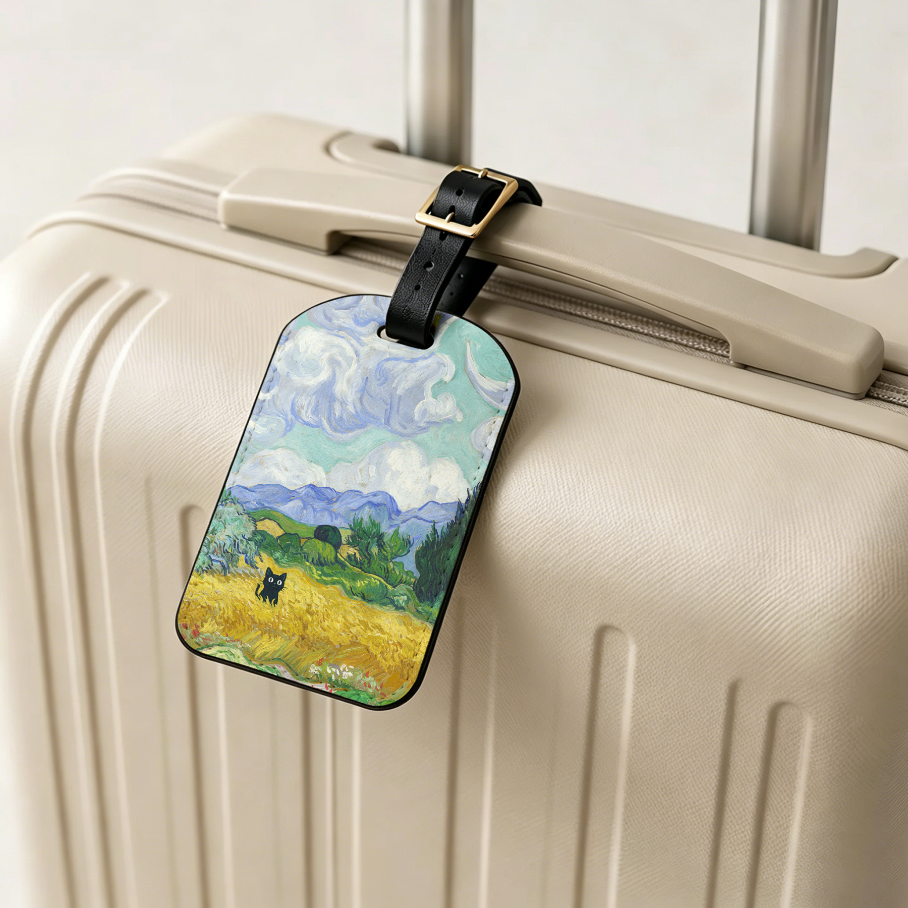 Tokyo-Tiger Black Cat In The Wheat Field Luggage Tag