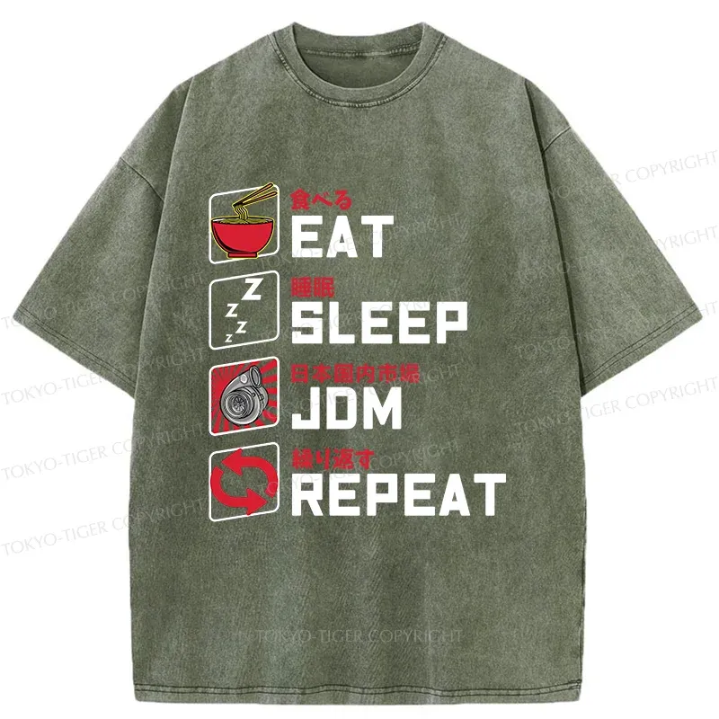 Tokyo-Tiger Happy Daily List Washed T-Shirt