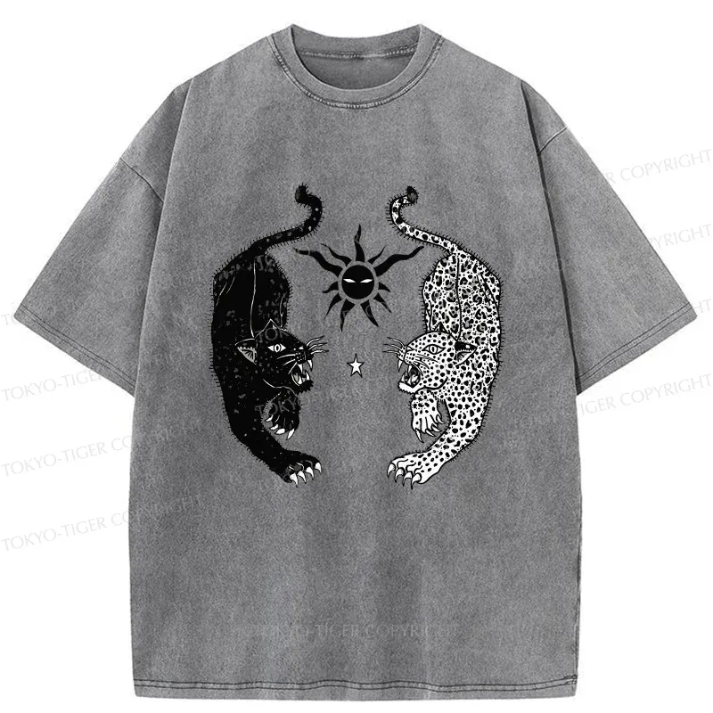 Tokyo-Tiger Retro Tigers Funny Washed T-Shirt