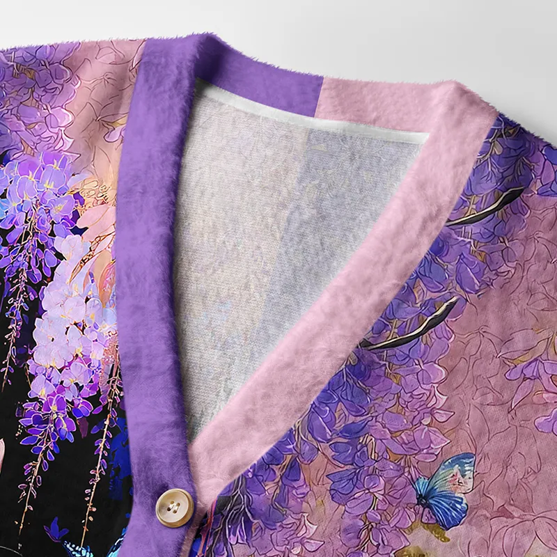 Tokyo-Tiger Butterfly Dreams Ugly Cardigan Sweater