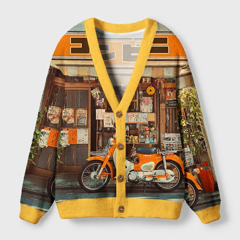 Tokyo-Tiger Retro Moto Convenience Ugly Cardigan Sweater Sale