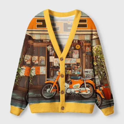 Tokyo-Tiger Retro Moto Convenience Ugly Cardigan Sweater