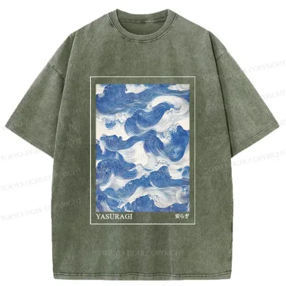Tokyo-Tiger Japanese Retro Art Wave Washed T-Shirt