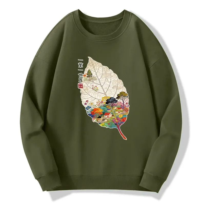 Tokyo-Tiger One Leaf Holds A Tiny Colorful World Classic Sweatshirt