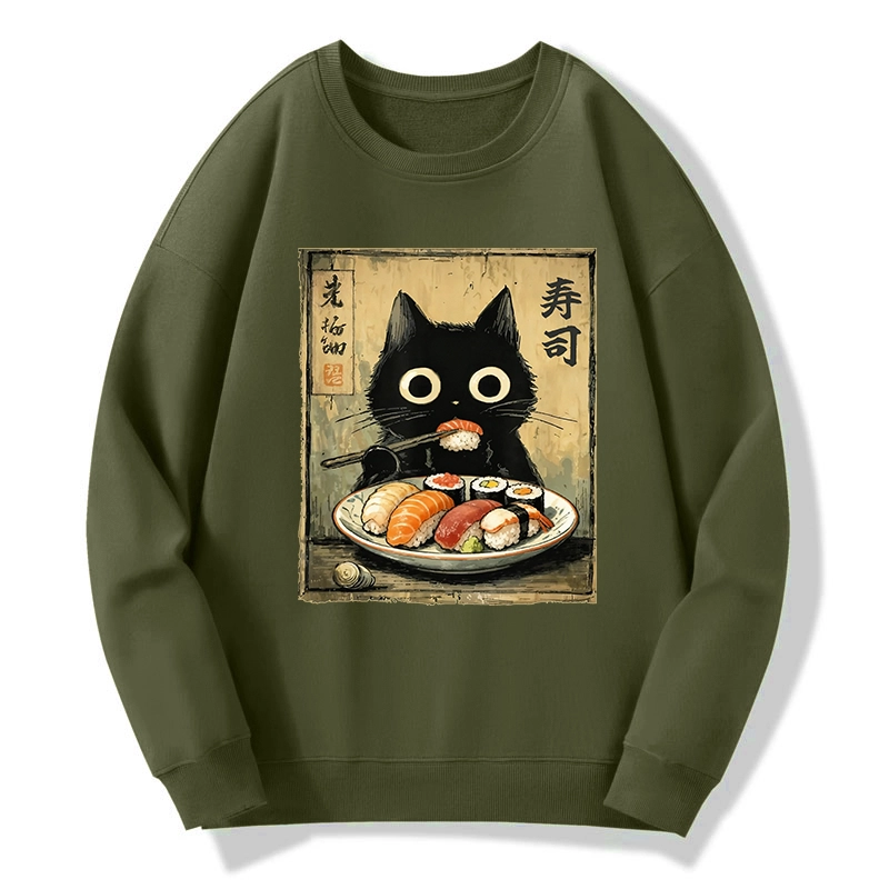Tokyo-Tiger Vintage Japanese Sushi Cat Classic Sweatshirt