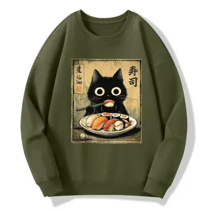 Tokyo-Tiger Vintage Japanese Sushi Cat Classic Sweatshirt