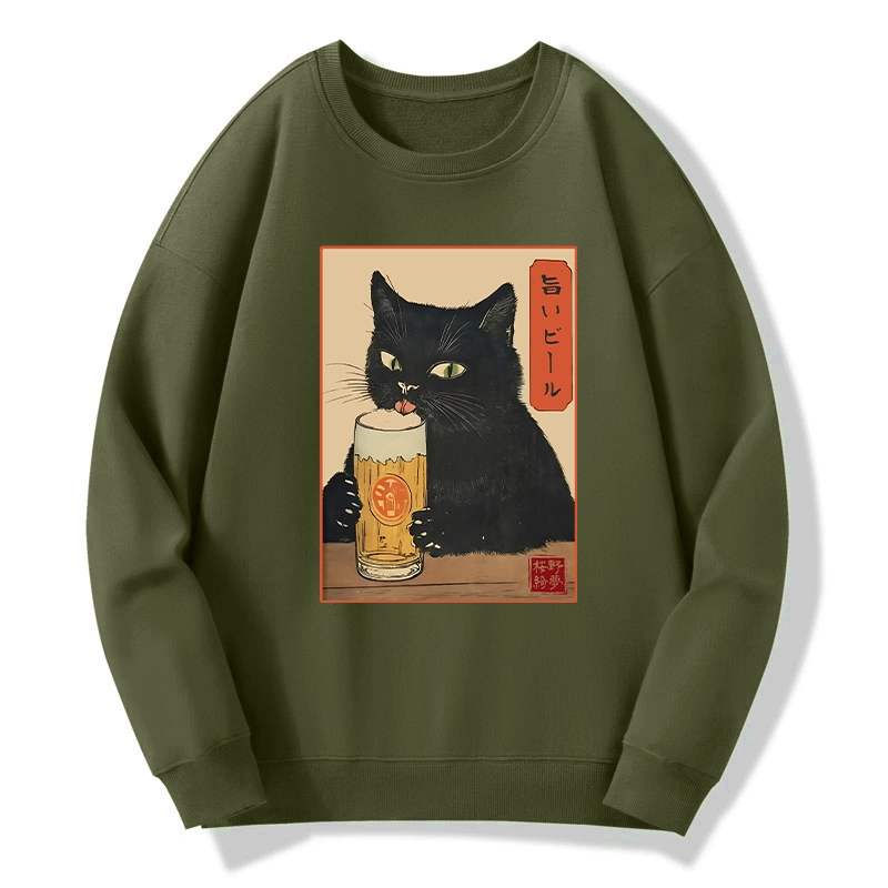 Tokyo-Tiger Cat Holding A Glass Of Beer Classic Sweatshirt
