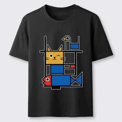 Tokyo-Tiger Retro Geometric Kitty Classic T-Shirt