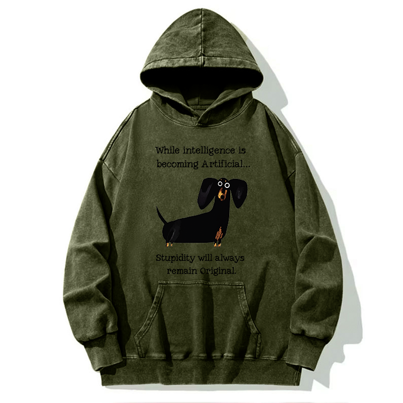 Tokyo-Tiger Dachshund Real Humor Funny Meme Washed Hoodie