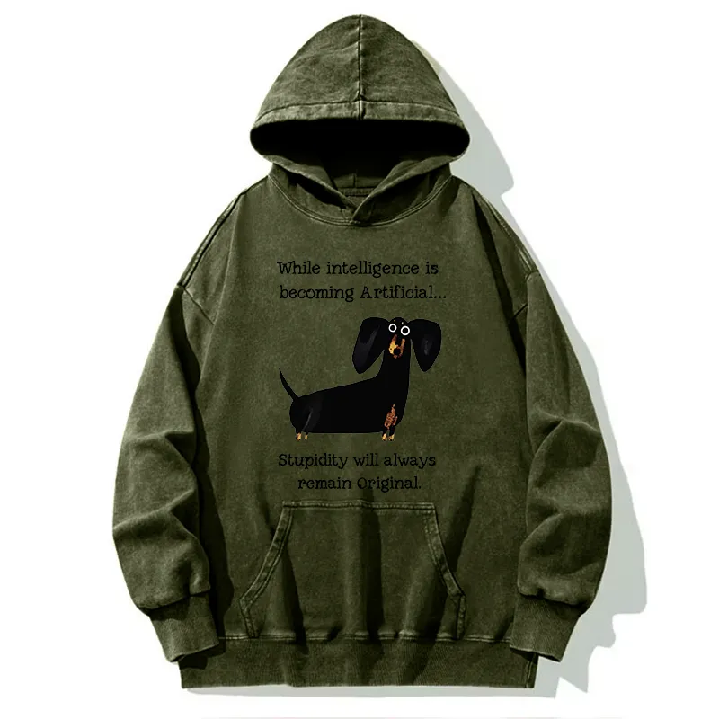 Tokyo-Tiger Dachshund Real Humor Funny Meme Washed Hoodie
