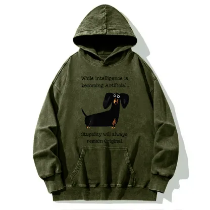 Tokyo-Tiger Dachshund Real Humor Funny Meme Washed Hoodie