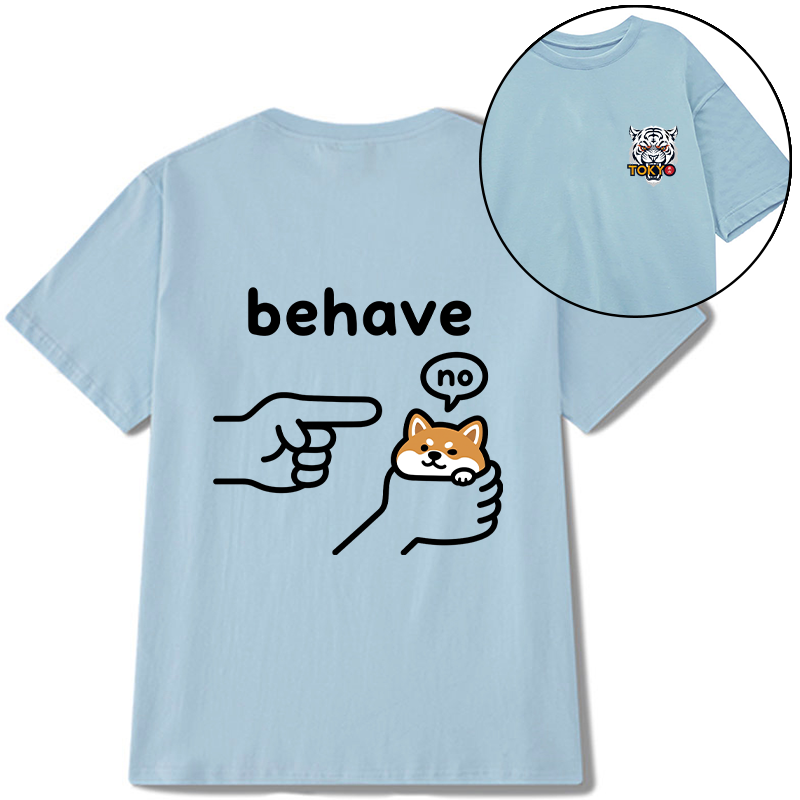 Tokyo-Tiger Funny Shiba Refusing To Behave Front Back Classic T-Shirt