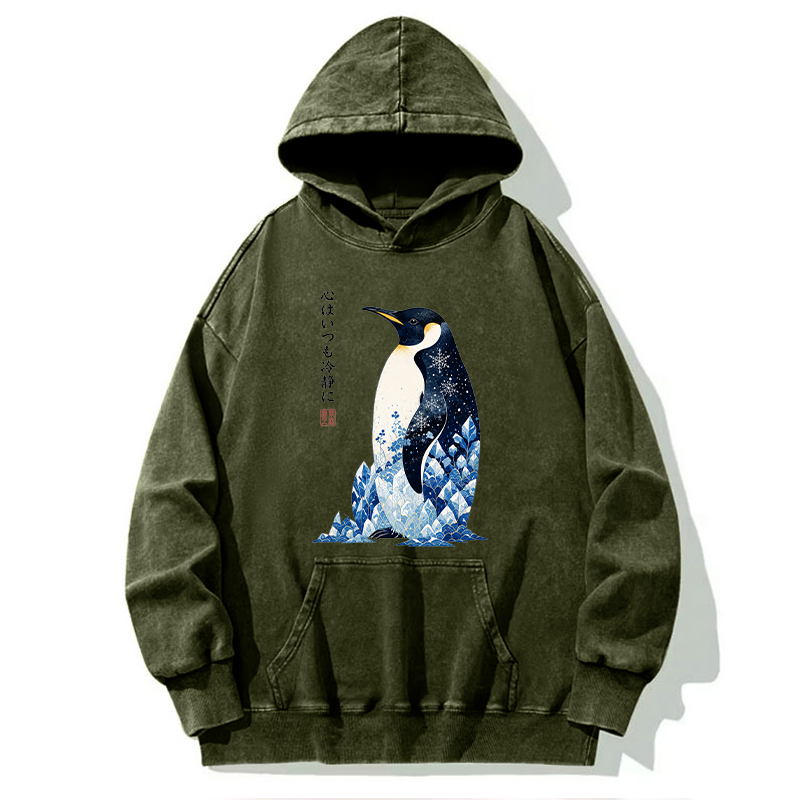 Tokyo-Tiger Keep Calm Penguin Washed Hoodie