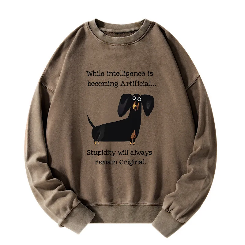 Tokyo-Tiger Dachshund Real Humor Funny Meme Washed Sweatshirt