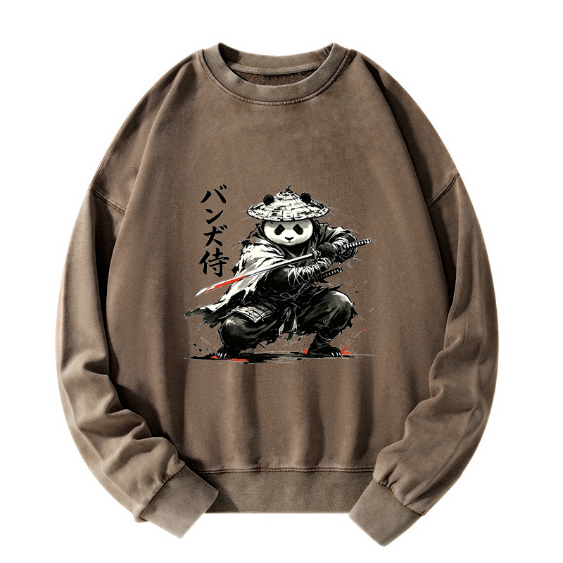 Tokyo-Tiger Panda Samurai Warrior Washed Sweatshirt